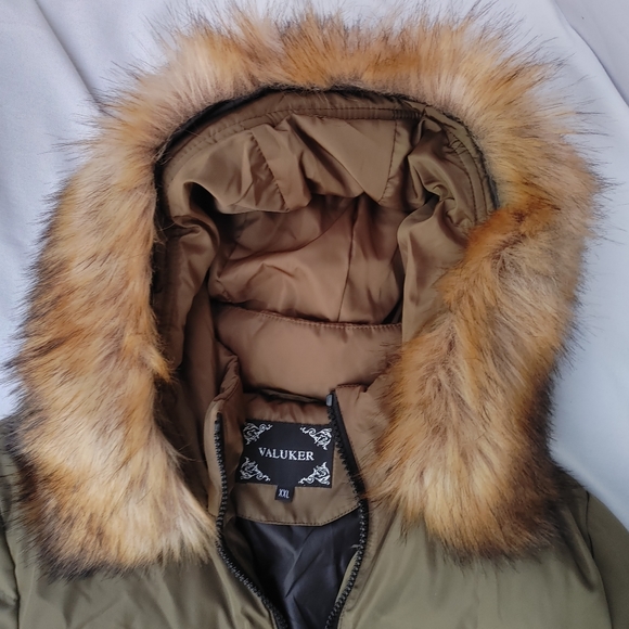 Valuker Olvide Green Down Coat With Fur Hood - Picture 8 of 10